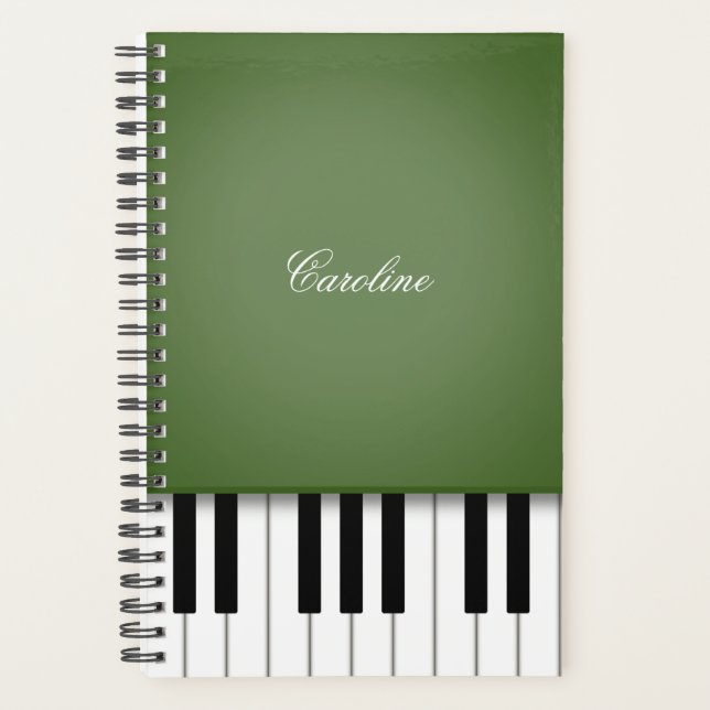 Moss Green Piano Personalisierte Musik Planer (Vorderseite)