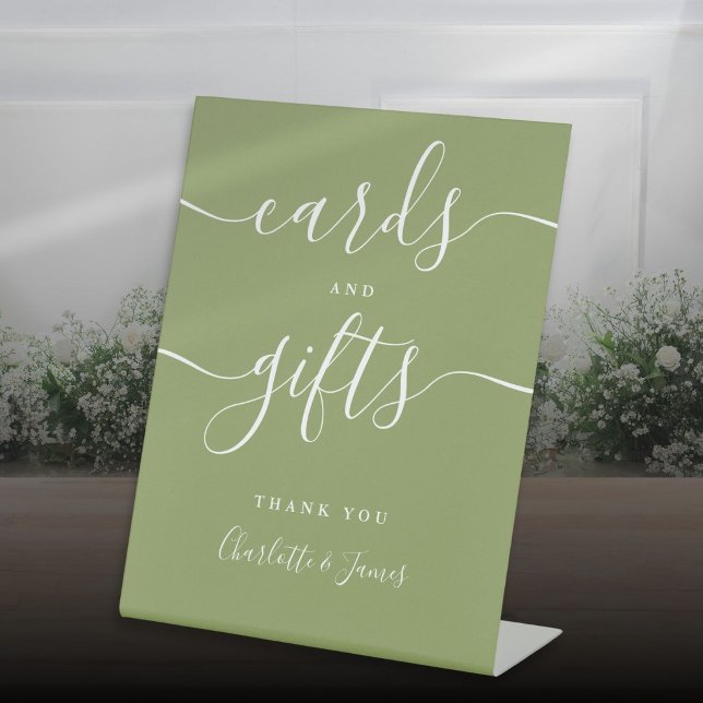 Moss Green Signature Script Cards und Geschenke Sockelschild (Moss Green Signature Script Cards And Gifts Pedestal Sign)