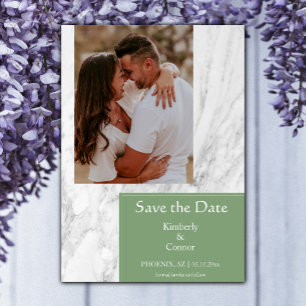 Moss Green Simple Marble Foto Save The Date