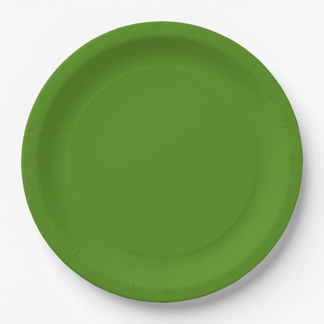 Moss Green Solid Color Pappteller (Vorderseite)