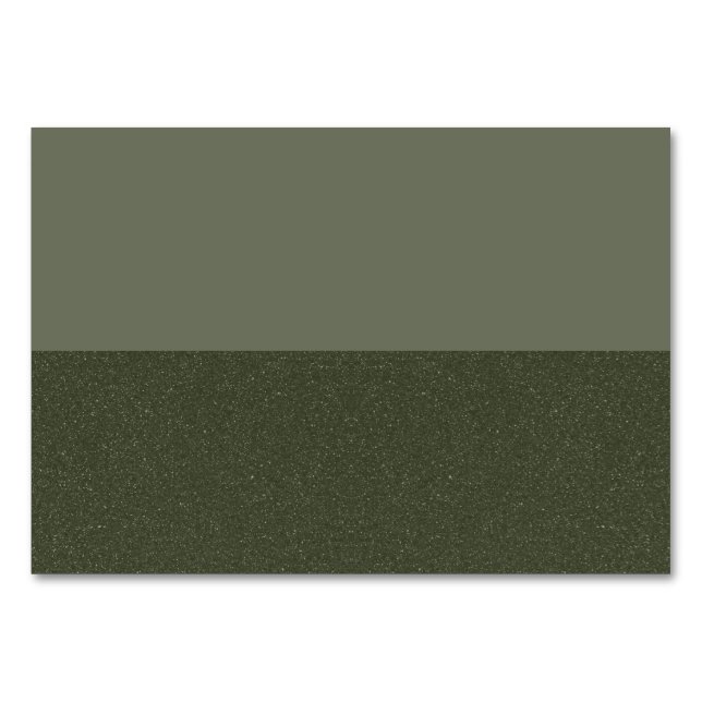 Moss Green Split Design Table Card - Anpassbar Tischnummer (Vorderseite)