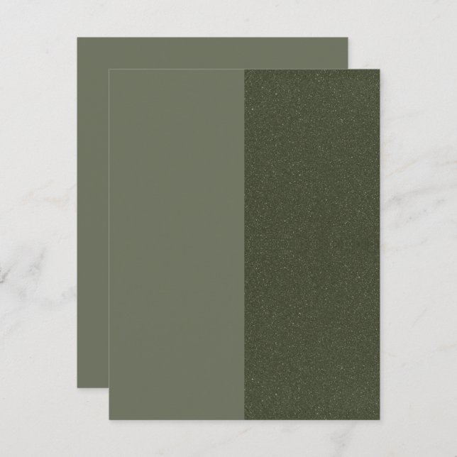 Moss Green Split Textured Flat Save the Date Card (Vorne/Hinten)