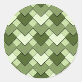 Moss Green Square und Diamond Harlequin Pattern Runder Aufkleber