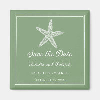 Moss Green Starfish Save the Date Magnet