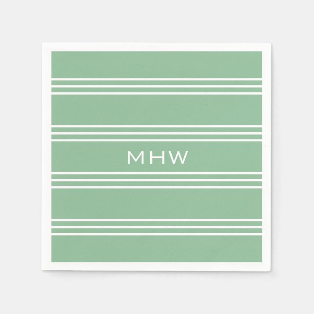 Moss Green Stripes kundenspezifische Papierserviet Serviette (Vorderseite)