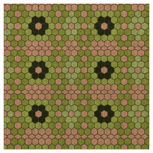 Moss Green und Peachy Pink Mosaik Stoff (Muster)