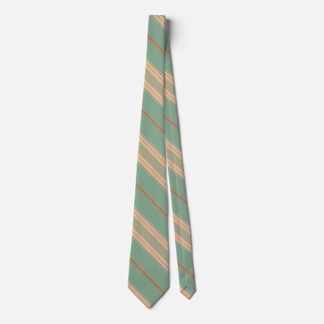 Moss Green und White Stripe Necktie Krawatte (Vorderseite)
