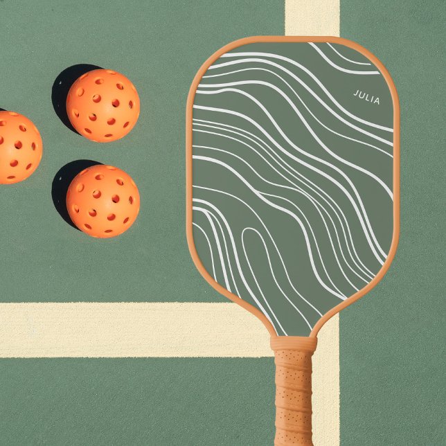 Moss Green Wave Moderne Personalisiert Pickleball Schläger (Von Creator hochgeladen)