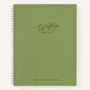Moss Green Wedding Pläne Notizbuch