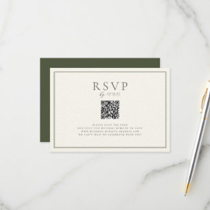 Moss Green Wedding QR Code RSVP Karte