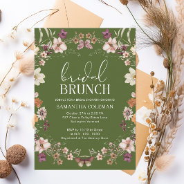 Moss Green Wildblume Bridal Brunch Brautparty Einladung