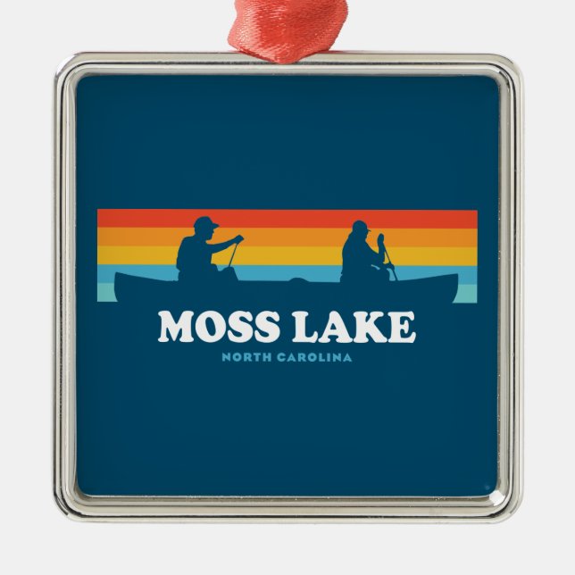 Moss Lake North Carolina Canoe Ornament Aus Metall (Vorne)