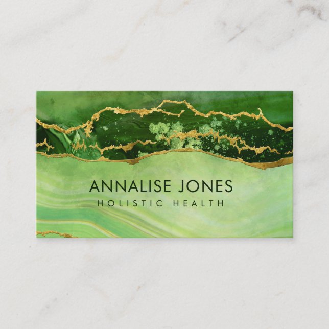 Moss Malachite Wave Business Card Visitenkarte (Vorderseite)