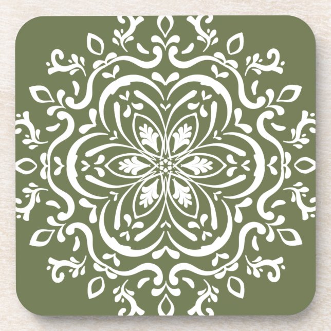 Moss Mandala Getränkeuntersetzer (Vorderseite)