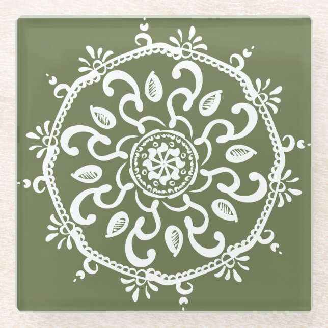 Moss Mandala Glasuntersetzer (Vorderseite)