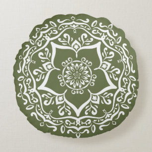 Moss Mandala Rundes Kissen
