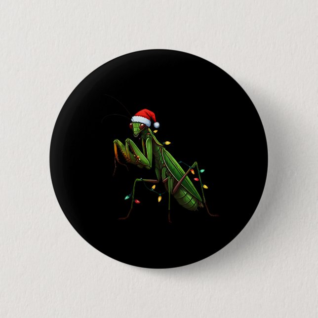 Moss Mantis Christmas Light Weihnachtsmannmütze An Button (Vorderseite)