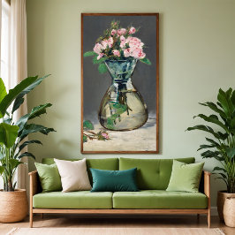 Moss-Rose in einer Vase Poster
