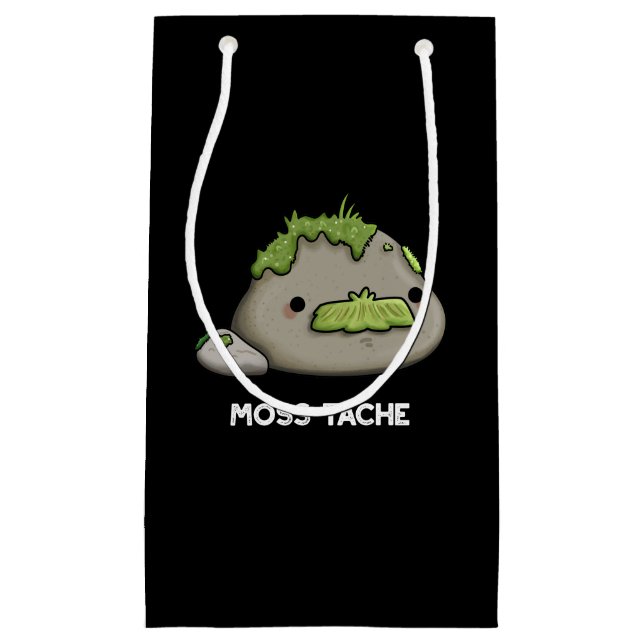 Moss tache Funny Mustache Pun Dark BG Kleine Geschenktüte (Vorderseite)