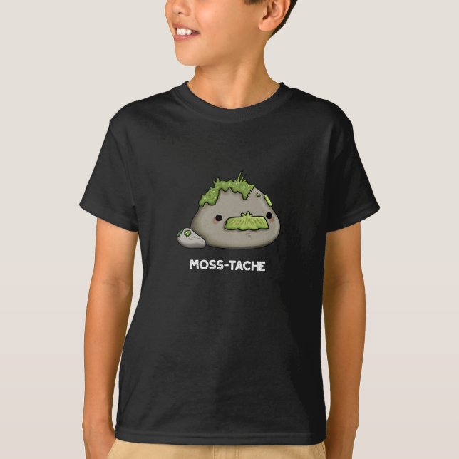 Moss tache Funny Mustache Pun Dark BG T-Shirt (Vorderseite)