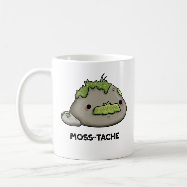 Moss tache Funny Mustache Pun Kaffeetasse (Links)
