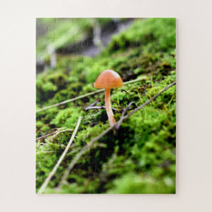 Mosses und Lichens mit winzigen Mushroom Puzzle