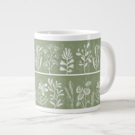 Mossgrüne fantastische botanische Silhouetten Jumbo-Tasse