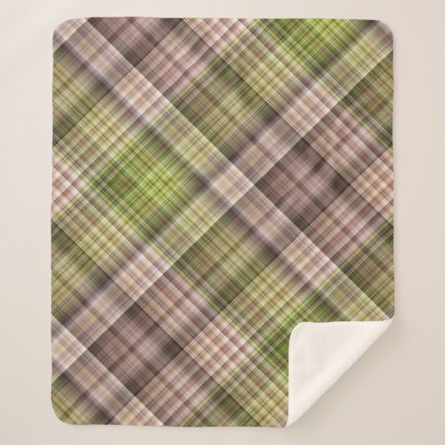 Mossy Bark Brown und Green Kariert Sherpadecke (Vorderseite)