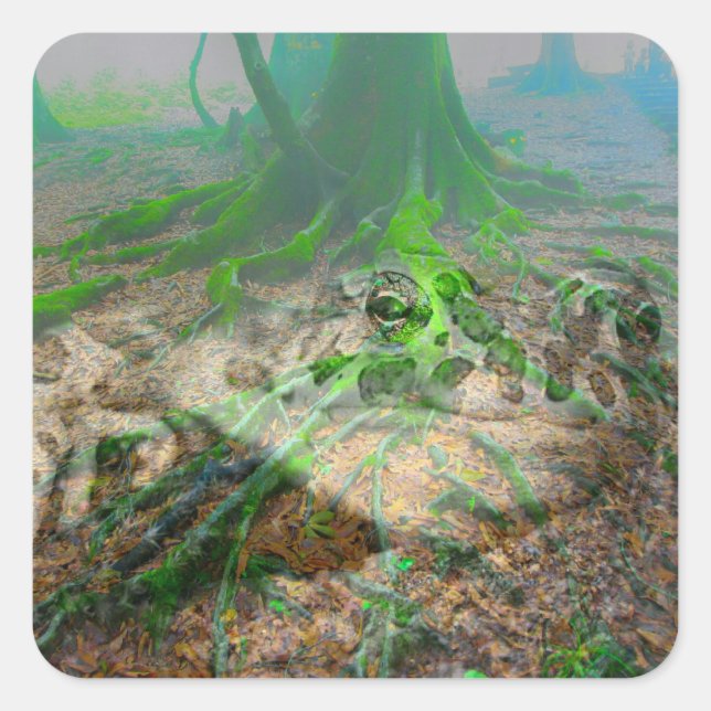 Mossy Frog Quadratischer Aufkleber (Vorderseite)