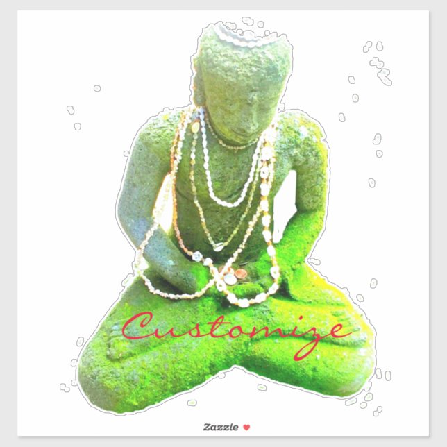 Mossy Green Buddha meditiert Thunder_Cove Aufkleber (Blatt)