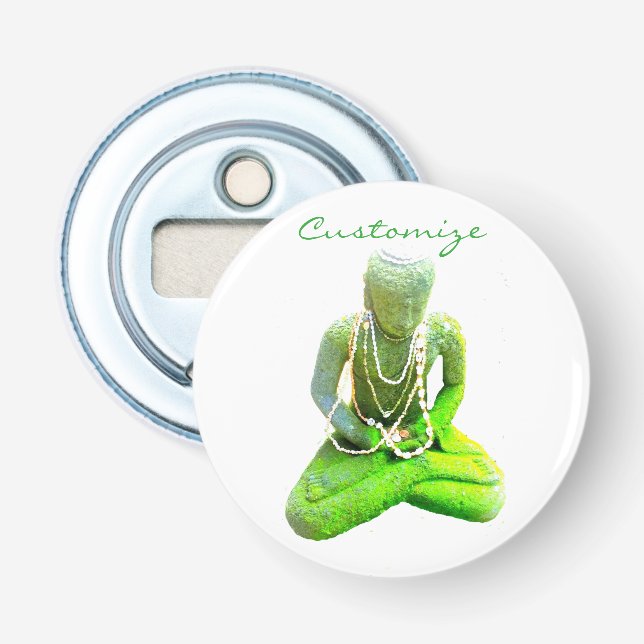 Mossy Green Buddha meditiert Thunder_Cove Flaschenöffner (Vorderseite)