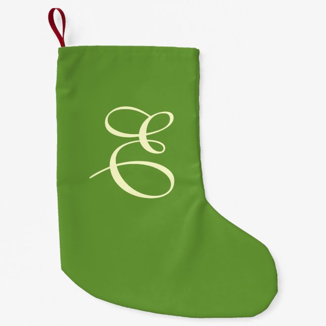 Mossy Green Monogram Christmas Strumpf Kleiner Weihnachtsstrumpf (Vorderseite)