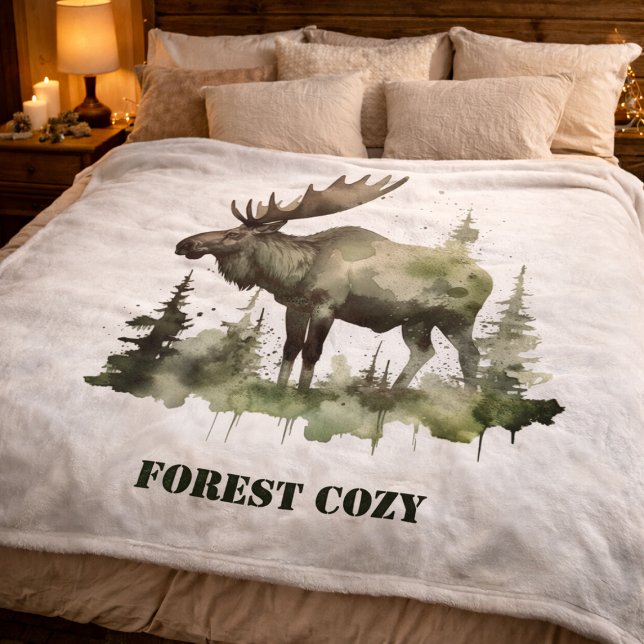 Mossy Moose-Wildlife-Porträt  Fleecedecke (Von Creator hochgeladen)