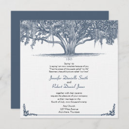 Mossy Oak Tree in Blue Wedding Einladung