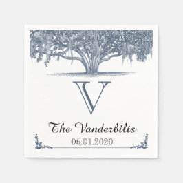 Mossy Oak Tree in Blue Wedding Napkin Serviette