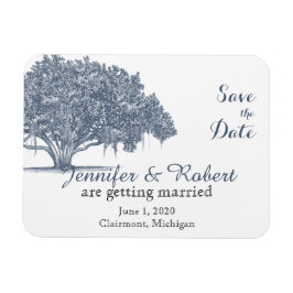 Mossy Oak Tree in Blue Wedding Save the Date Magnet