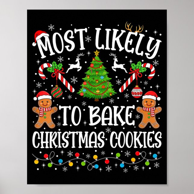 Most Likely To Bake Christmas Cookies Family Match Poster (Vorne)