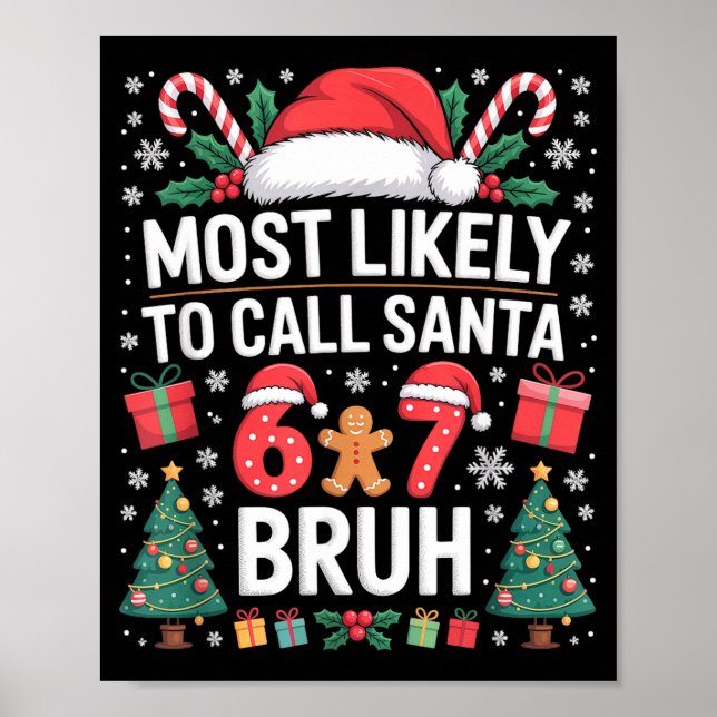 Most Likely To Call Santa 67 Six Seven Bruh Christ Poster (Vorne)