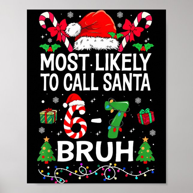 Most Likely To Call Santa 67 Six Seven Bruh Christ Poster (Vorne)