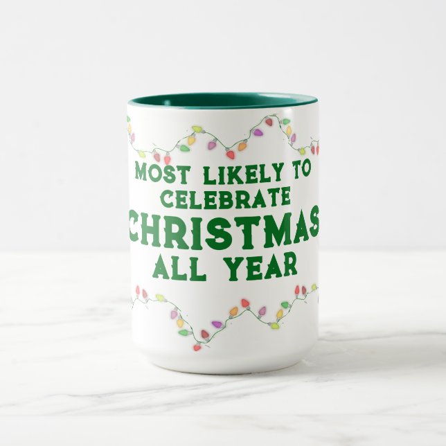 Most Likely To Celebrate Christmas Tasse (Zentrum)