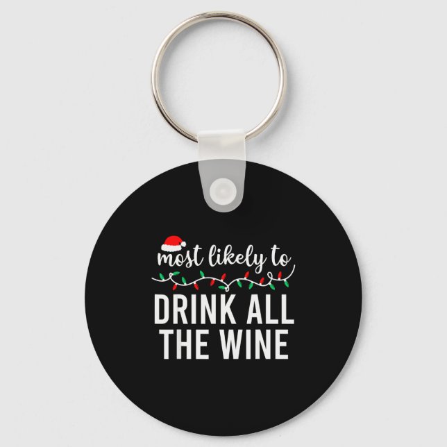 Most Likely To Christmas Shirt Matching Family Paj Schlüsselanhänger (Vorderseite)