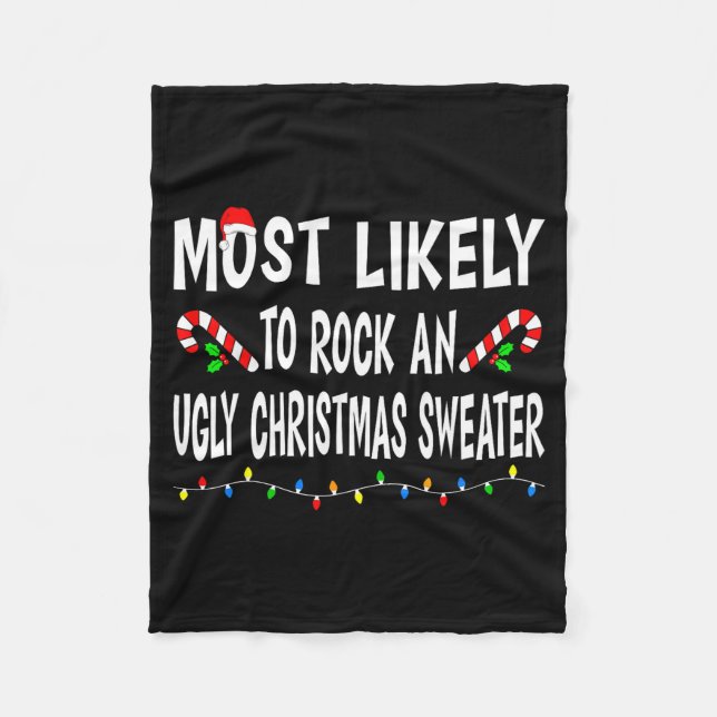 Most Likely To Christmas Xmas Pajamas Funny Matchi Fleecedecke (Vorderseite)