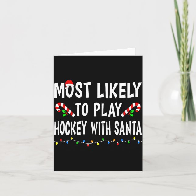 Most Likely To Christmas Xmas Pajamas Funny Matchi Karte (Vorderseite)