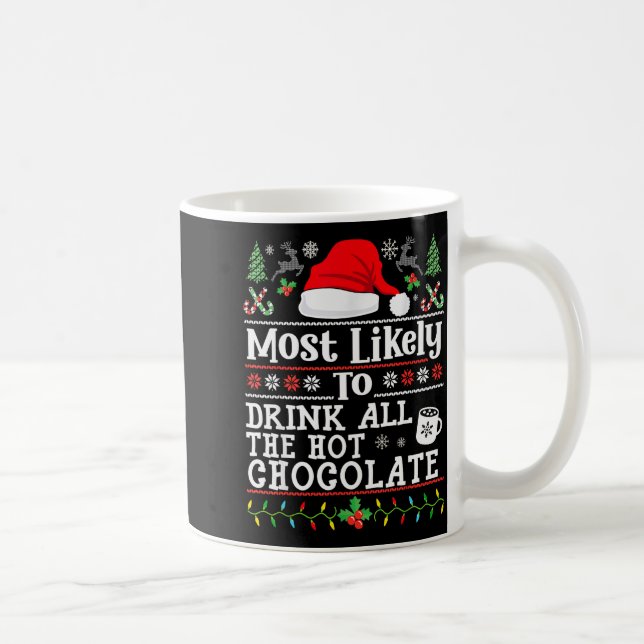 Most Likely To Drink All The Tequila Christmas Fam Kaffeetasse (Rechts)