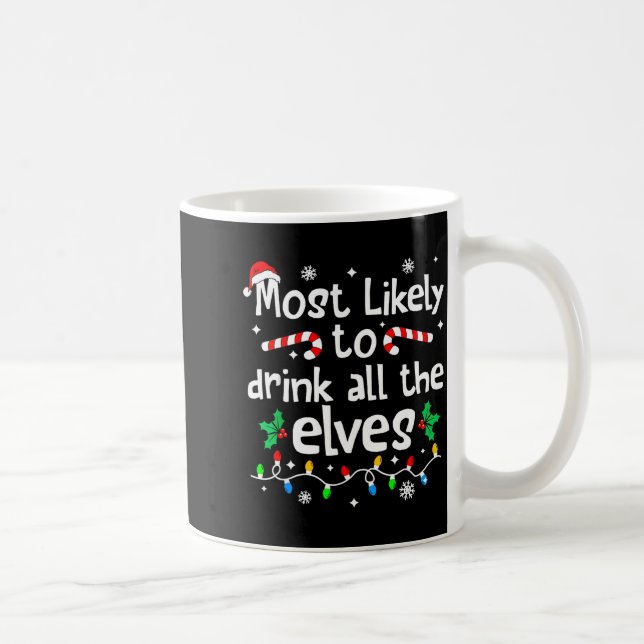 Most Likely To Drink With The Elves C-hristmas Mat Kaffeetasse (Rechts)