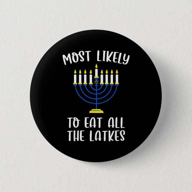 Most Likely To Eat All Latkes Hanukkah Group Match Button (Vorderseite)