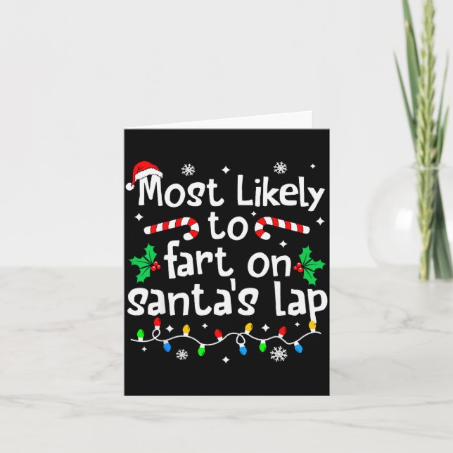 Most Likely To Fart On Santa's Lap Christmas Match Karte (Vorderseite)