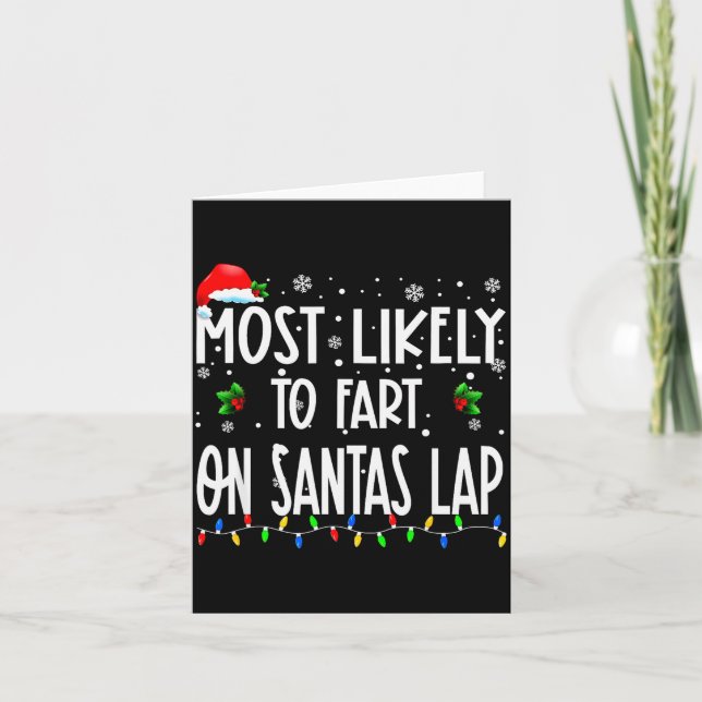 Most Likely To Fart On Santa's Lap Christmas Match Karte (Vorderseite)