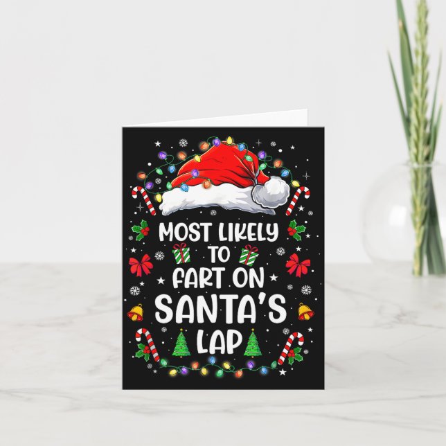 Most Likely To Fart On Santa's Lap Family Matching Karte (Vorderseite)