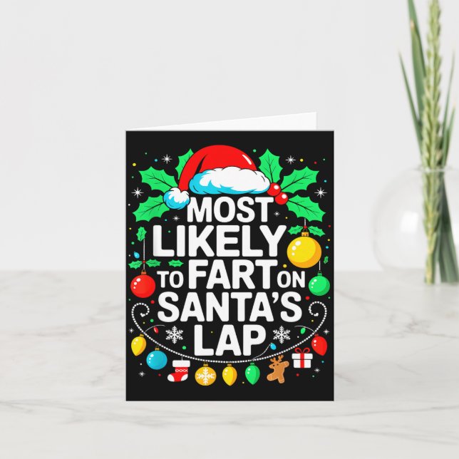 Most Likely To Fart On Santa's Lap Family Matching Karte (Vorderseite)